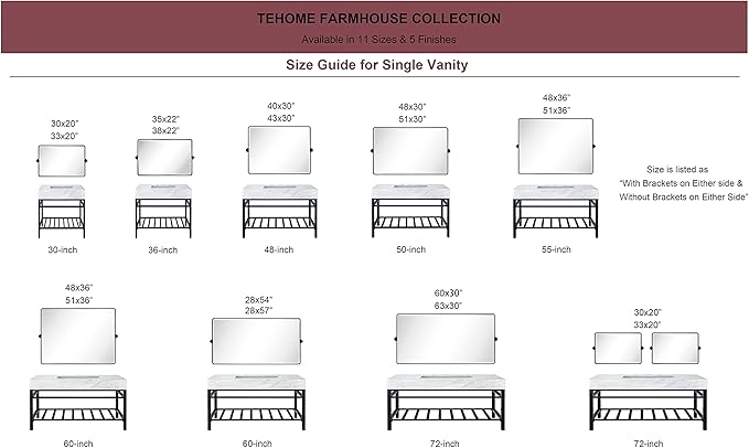 TEHOME 24x38 Horizontal Pivot Bathroom Mirror Tilting Black Metal Framed Pivot Rectangle Bathroom Mirror Rounded Rectangluar Tilting Beveled Vanity Mirrors for Wall