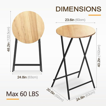 40'' Outdoor Bar Height Patio Table, Wooden Folding Cocktails Tables One-Piece Installation Indoor Outside Banquet Table for Parties, Bistro, Pub, Commercial