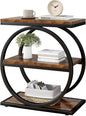 IBUYKE Narrow End Table with 3 Storage Shelves, Industrial Sofa Side Table, Double Round Metal Frames, Slim Nightstand and Bedside Table for Bedroom, Living Room, Rustic Brown UTMJ418H