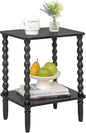 Black Side Table, Small End Table with 2-Tier Shelf, Vintage Night Stand with Storage for Bedroom Living Room, Small Spaces (Black)
