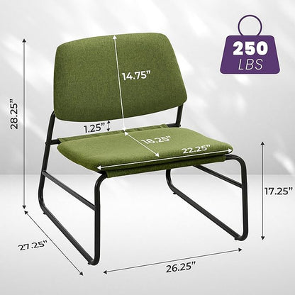 DAICO Modern Accent Chair Comfy Living Room Chair Armless Sling Accent Chairs Upholstered Side Sitting Chairs with Metal Frame for Office Reception Reading Bedroom Waiting Room, Green