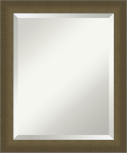 Amanti Art Bronze Bathroom Mirror for Over Sink, 24x20 Blaine Light Bronze Narrow Rectangle Vanity Mirror, Small Modern Contemporary Frame, Hangs Horizonally and Vertically, Bathroom Wall Decor