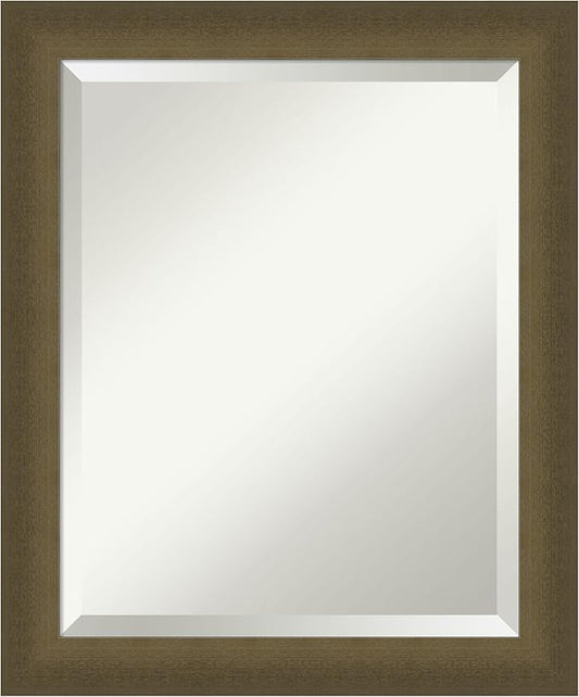 Amanti Art Bronze Bathroom Mirror for Over Sink, 24x20 Blaine Light Bronze Narrow Rectangle Vanity Mirror, Small Modern Contemporary Frame, Hangs Horizonally and Vertically, Bathroom Wall Decor