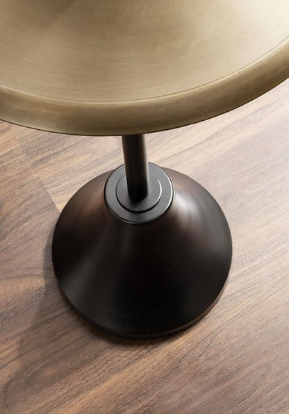 Kate and Laurel Sanzo Modern Pedestal Round Side Table; 15 x 15 x 24; Antique Brass and Black; Circle End Table with Metal Tabletop for Use as Indoor Plant Stand or Bedroom Nightstand