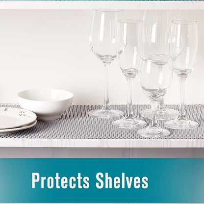 Shelf Liner, Non-Adhesive Roll Drawer Liners 12 Inches x 20 Feet, Non Slip Grip Durable Strong Clean, Shelving Liner for Kitchen cabinets,Storage, Desks, Kitchenware, Tableware, Light Gray