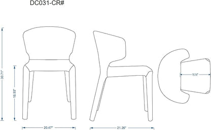 Manhattan Comfort Conrad Mid Century Modern Dining Chairs Woven Tweed Upholstered Kitchen Furniture with Contoured Back, Foam Padding & Metal Legs, Set of 2, Grey