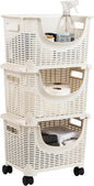 Mind Reader Plastic Storage Cart, Kitchen Storage, Rolling, Toy Storage, Laundry, Kitchen, 14.75" L x 11" W x 28.25" H, Ivory