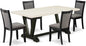 East West Furniture V627MZ650-5 5 Piece Dining Room Table Set Includes a Rectangle Kitchen Table with V-Legs and 4 Dark Gotham Grey Linen Fabric Parsons Chairs, 40x72 Inch, Multi-Color