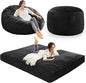 Bean Bag Chairs for Adults - Giant Bean Bag Chair Convertible Bean Bag Bed - Beanbag Chair with Micro Fiber Cover/Furniture Foam Filler - Floor Couch Sofa in Bedroom Dorm Room - Queen Carbon Black