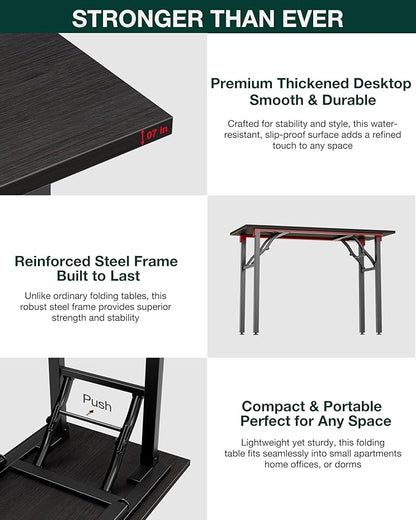 Frylr Small Folding Computer Desk – Portable 35.8 Inch Foldable Laptop Table, Collapsible and Compact for Easy Storage and Fast Setup, Lightweight for Small Spaces, Craft and Study Use,Charcoal Wenge