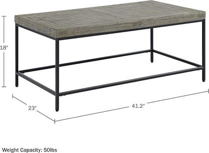 Alaterre Furniture Coffee Table - Industrial Modern Table with Wood Top and Metal Base - Furniture for Living Room, Apartment, or Dorm Room (Gray)
