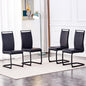 Modern Dining Chairs Set of 4,High Back Kitchen Chairs,Side Room Chair with Black Powder Coating Metal Legs,Easy to Clean Upholstered Dining Chairs,Ideal for Living Room(Black Chairs)