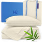 Kickoff Viscose Bamboo Sheets Queen Size 4-pc 100% Organic Bamboo Viscose Bed Cooling Sheets Queen Size Set Cool Bedding for hot Sleepers Sheet, Flat, Fitted, Pillowcases (Buttercream, Q)