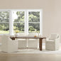 Upholstered Dining Chairs with Casters Washable Cover Side Deskchair with Rollers for Diningroom, Living Room, Cream Beige, 4 Box