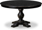 F55-11-TP - Mid Century Dining Table with Acacia Wood Round Tabletop, Sand Blasted Black Finish
