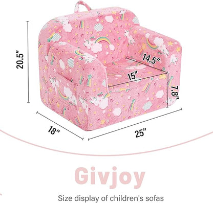 Toddler Chair Plush Kids Couch, Comfy Kids Sofa Toddler Lounger Chair for Bedroom, Convertible Toddler Couch for Girls and Boys, Reading Chair for Kids