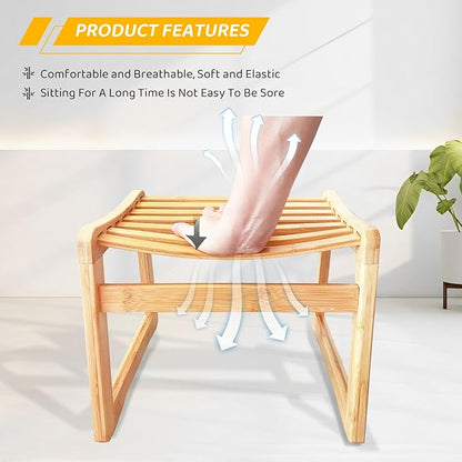 Bamboo Step Stool for Kids - Shoe Changing Foot Rest Stool for Living Room, Bedroom, Garden Leisure, Outdoor (Natural)