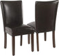 HomePop Parsons Upholstered Accent Dining Chair, Set of 2, Dark Brown Faux Leather