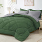 HEVUMYI Full Comforter Set - 7-Piece All Season Bed in a Bag Full, Ultra Soft Bedding Set with Comforter, Flat Sheet, Fitted Sheet, Pillowcases, Pillow Shams, Green & Light Grey