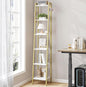 Ladder Shelf, Bookshelf Bookcase, Freestanding Corner Storage Shelve with 2 Hooks for Home Office, Living Room, Kitchen, Bedroom, Industrial, 6-Tier White Gold BC13313G
