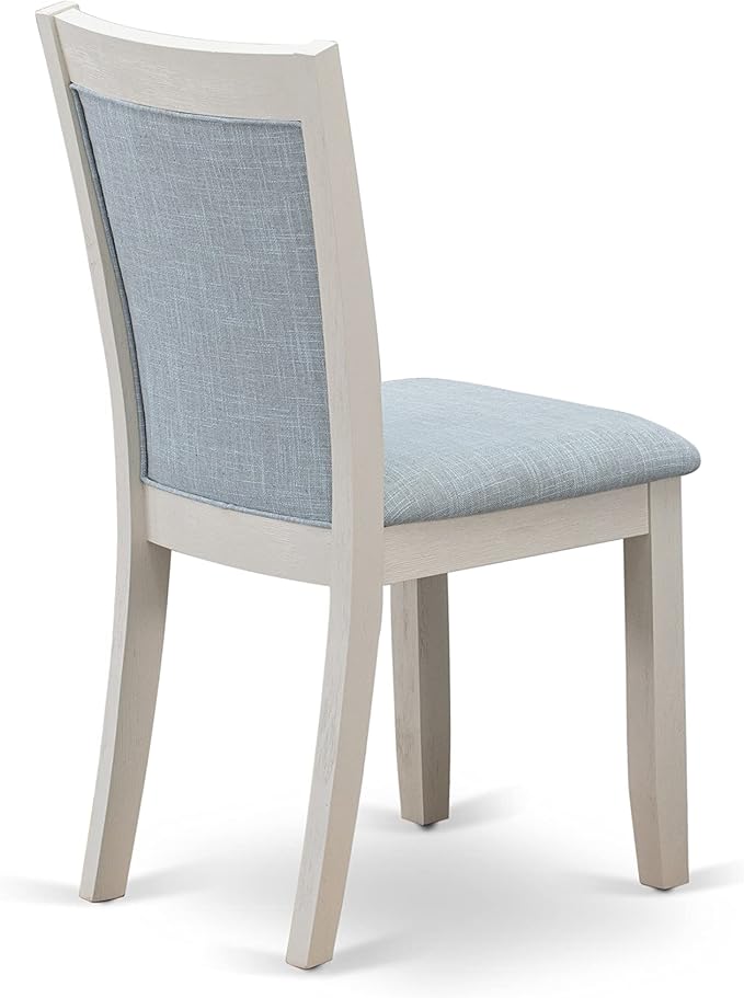 East West Furniture X027MZ015-9 9 Piece Dining Table Set Includes a Rectangle Dining Room Table with X-Legs and 8 Baby Blue Linen Fabric Upholstered Chairs, 40x72 Inch, Multi-Color