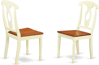 East West Furniture PLKE5-WHI-W 5 Piece Dining Table Set for 4 Includes an Oval Kitchen Table with Butterfly Leaf and 4 Kitchen Dining Chairs, 42x78 Inch, Buttermilk & Cherry