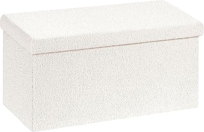 30.1" Storage Ottoman Bench - Foldable Foot Rest Stool Bedroom Bench for Living Room, Entryway-White