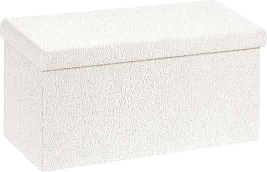 30.1" Storage Ottoman Bench - Foldable Foot Rest Stool Bedroom Bench for Living Room, Entryway-White