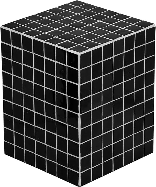 JONATHAN Y END2000L Callista 18" Modern Bohemian Ceramic Tiled Rectangle End Table, Side Table, Accent Table for Living Room, Bedroom, Black/White
