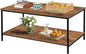 SENIG 2-Tier Coffee Table with Storage Shelf for Living Spaces, Brown Rectangle Wood and Sturdy Metal Side End Table, Functional Center Table for Living Room, 39.3 x 20 x 16