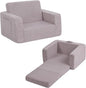 Tiita Kids Sofa, 2-in-1 Todder Couch, Convertible Children Couch to Lounger, Flip Out Kids Sofa Chair, Toddler Armrest Chair Bed, Folding Kids Play Sofa for Girl or Boy (Grey)