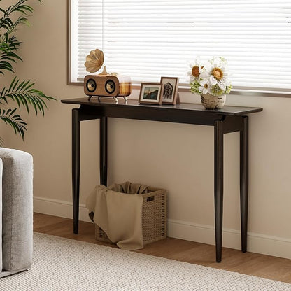 Wood Console Table Walnut Entryway Table, Thin Console Table, Sofa Tables for Living Room (47.2'')