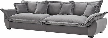 126 Inch Sailing Design Modular Sectional Cloud Sofa with Storage, Modern Deep Seat Couch w/Throw Pillows & Removable Backrest for Living Room Bedroom Apartment,Grey