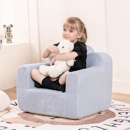 Tiita Kids Couch Plush Toddler Chair, Cloud-Like Glow in The Dark Kids Sofa Toddler Reading Chair with Washable Cover Carrying Handle, Convertible Children Sofa Chair for Girls and Boys