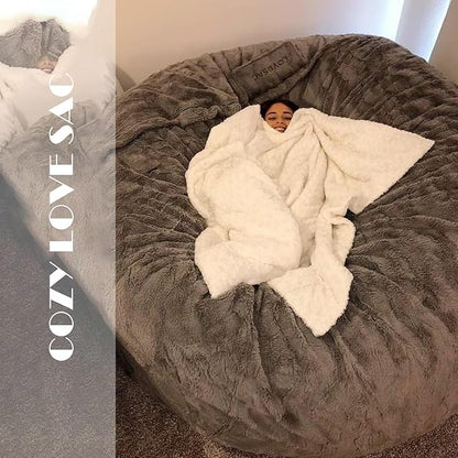 BCU 7FT Big Bean Bag for Adults Kids Without Filling Oversized Bean Bag Chair Cover for Stuffed Animal Storage, Lemon Yellow
