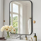 Matte Black Mirror, 22"x30" Rectangle Bathroom Mirror, Metal Frame Rectangle Corner Vanity Mirror, Wall Mounted Mirror for Modern, Living Room, Bedroom, Horizontal Or Vertical