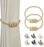 BEL AVENIR Magnetic Curtain Tiebacks, Decorative Drapery Holdbacks Modern Woven Tie-Backs with Exquisite Knot (Gold, 2 Pack)