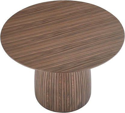 Modern Wooden Mushroom-Shape Round Dining Table, Home Kitchen Furniture Diningtable Natural Wood Grain Variation Tabletop and Circular Leg for Living Space