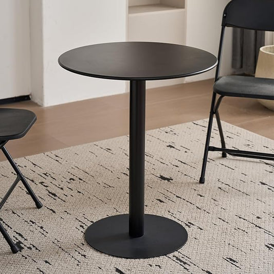 24 inch Black Round Table Small Dining Table, Metal Modern Kitchen Table, Mid Century Coffee Table for Living Room