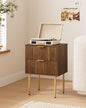 Nightstand,Morden Bedside Table with Gold Frame,Small White Night Stand,End Table,Bedside Furniture,Side Table with Drawer and Shelf for Bedroom,Living Room (2Drawers, Walnut Brown)