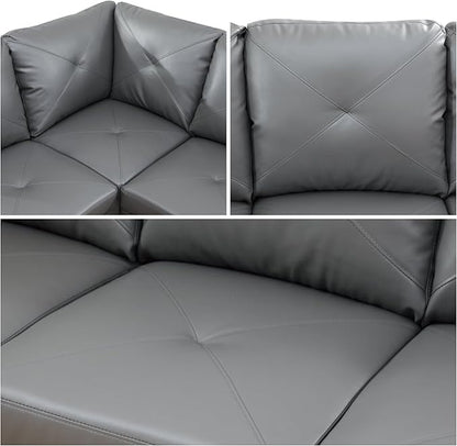 L-Shaped Sectional Sofa, Modern Sectional Couches Home Sofas for Living Room with Movable Chaise, Modular Living Room Sets Furniture for Apartment Bedroom & Office, Dark Grey