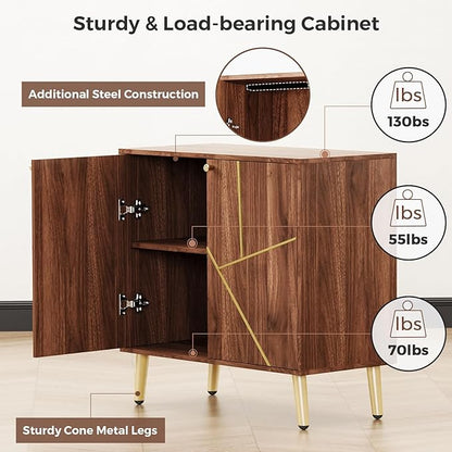 Storage Cabinet, Free Standing Buffet Cabinet, Morden Sideboard and Buffet Storage, Wood Accent Cabinet for Living Room, Hallway, Entryway (2, Brown)
