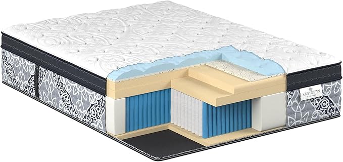 Kingsdown Passions Kelbrooke 16" Ultra Plush Euro Pillow Top Hybrid Mattress King, Gel Memory Foam Layer Motion Isolation Quilted Top Premium Mattress