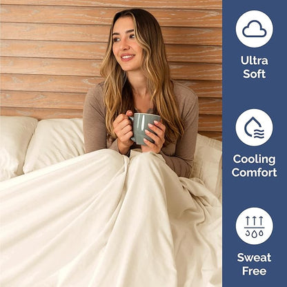 Twin Size 3 Piece Sheet Set - Comfy Breathable & Cooling Bed Sheets Set - Hotel Luxury Bedding for Women, Men, Kids, Teens, Boys & Girls - Deep Pockets, Ultra-Soft, Wrinkle Free - Oeko-Tex - Off White