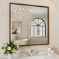 WEER Walnut Bathroom Mirror, Walnut Framed Mirror 36X36 Inch, Rectangle Wall Mounted Bathroom Vanity Mirror with Tempered Glass, Hangs Vertically or Horizontally, Anti-Rust