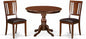 East West Furniture HBDU3-MAH-C 3 Piece Dining Set Contains a Round Dining Room Table with Pedestal and 2 Linen Fabric Upholstered Kitchen Chairs, 42x42 Inch, Mahogany