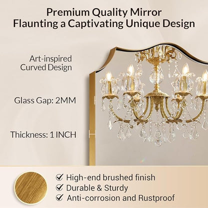 Gold Bathroom Mirror, Irregular Wall Mirror, Asymmetrical Mirror with Anti-Rust Metal Frame, 24x36 Gold Mirrors for Wall Decor, Bedroom, Dining Room, Powder Room, Entryway, Mantel, Foyer