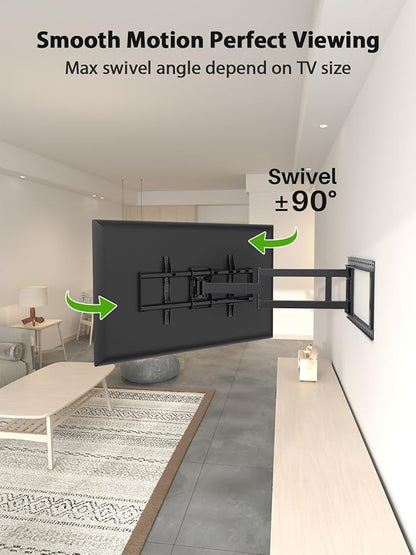 USX Mount Long Arm TV Wall Mount for Most 42-90 inch Television 40 Inch Extension Full Motion TV Mount，Wall Mount Bracket with 90°Swivel Up to 150lbs Fits 16” 18” 20” 24” Stud VESA 800x400mm