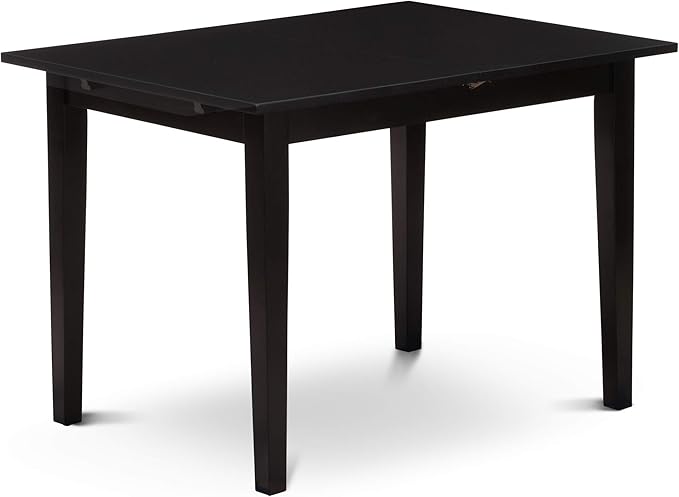 East West Furniture NOEN5-BLK-69 5 Piece Kitchen Table & Chairs Set Includes a Rectangle Butterfly Leaf Dining Table and 4 Black Faux Leather Parsons Chairs, 32x54 Inch, Black