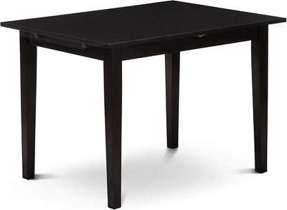 East West Furniture NOCE5-BLK-21 5 Piece Kitchen Table Set for 4 Includes a Rectangle Dining Table with Butterfly Leaf and 4 Mineral Blue Linen Fabric Parsons Chairs, 32x54 Inch, Black